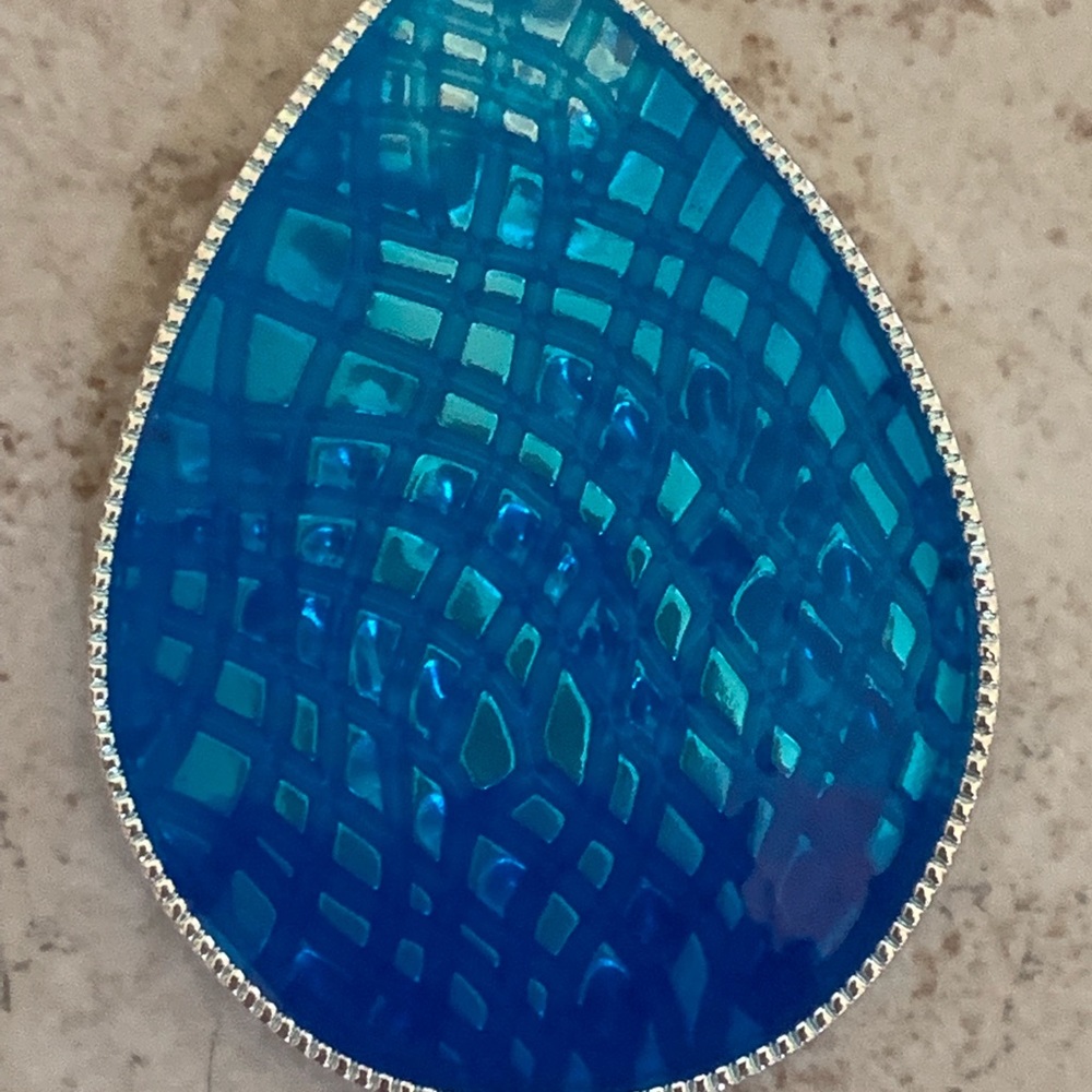 NWOTs watercolor blue teardrop pendant silver - Picture 3 of 11